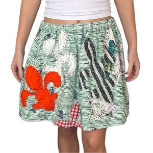Auntie M One-of-a-Kind Handmade Appliqué New Orleans Artwear Mini Skirt